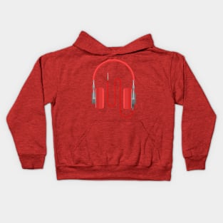 Red headphones Kids Hoodie